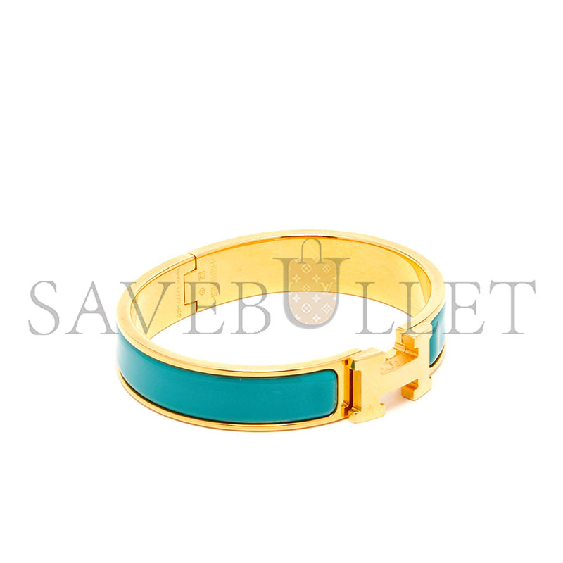 H**mes clic h turquoise enamel gold plated bracelet